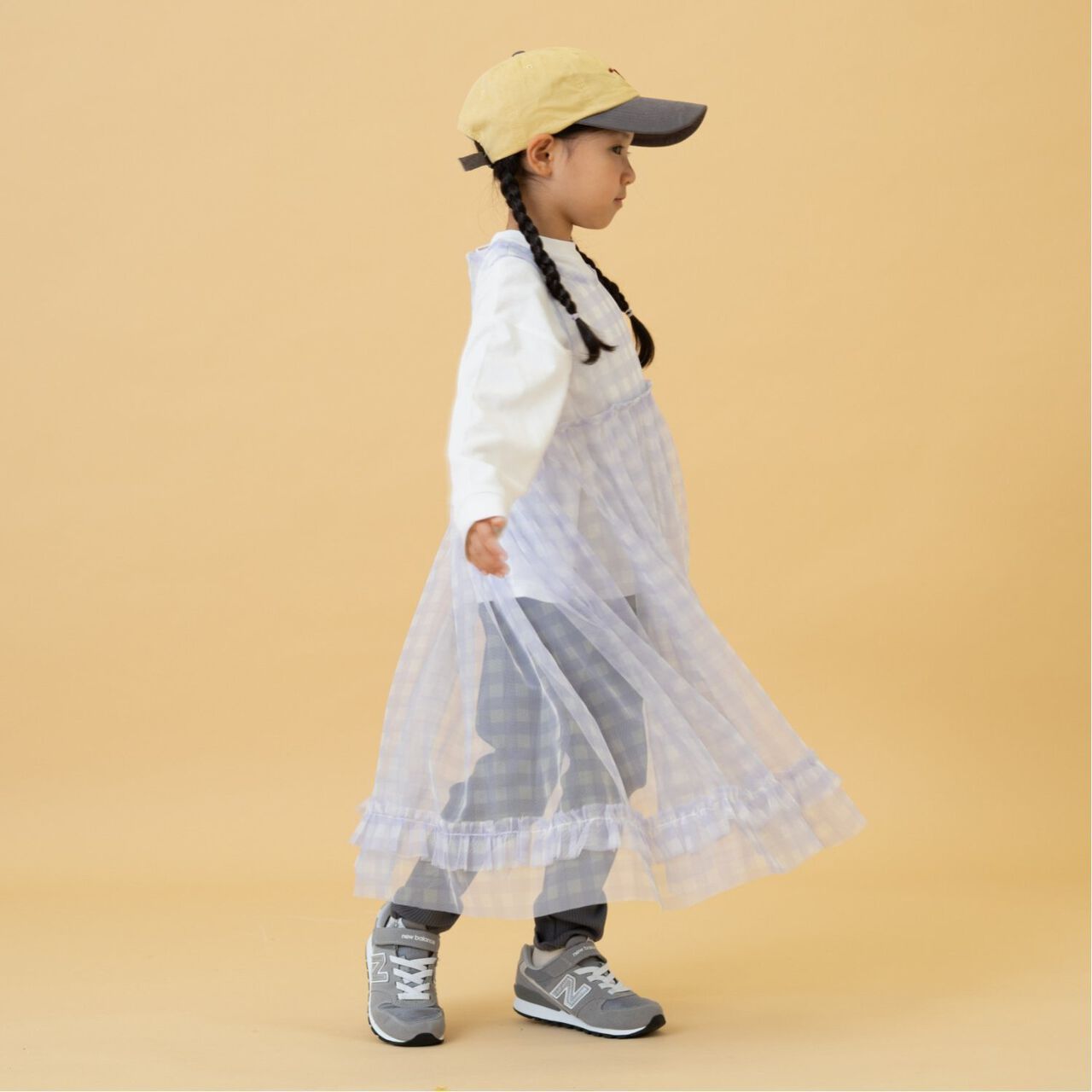 Chiffon Checkered One-Piece Dress,Lavender, large image number 1