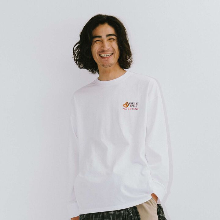 [Matching with Dad Outfit] Link Assortment Transfer Wide Long Sleeve T-Shirt,Blue, medium image number 1