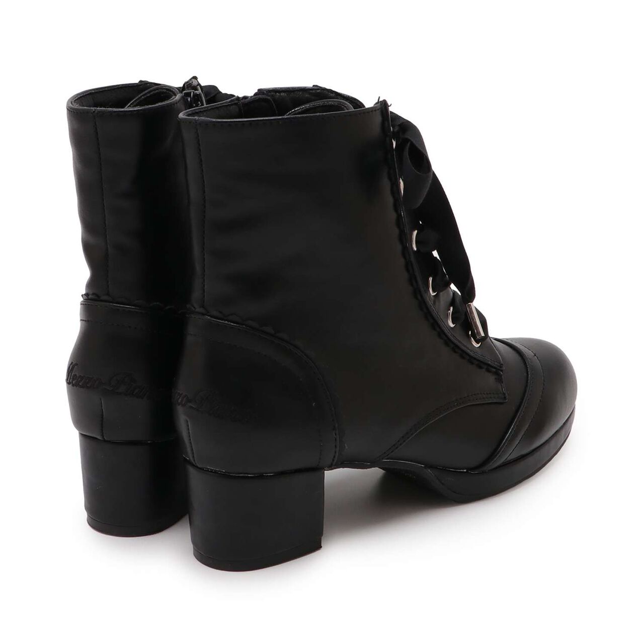 Satin Ribbon Scallop Short Boots,Light beige, large image number 1