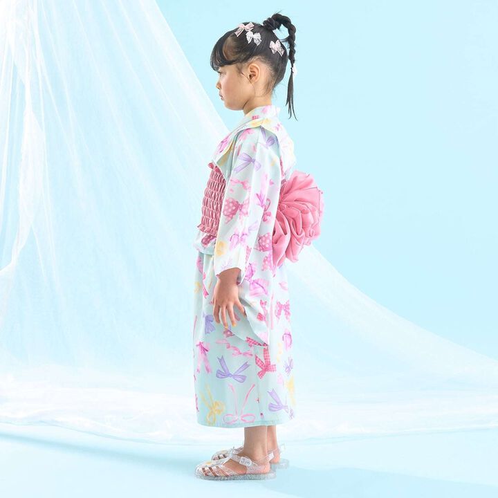 [Easy Wear♪] Cool Touch 4-Way Separate Yukata with Obi Belt (Kawaii) [Kids Girls],Dark red, medium image number 28