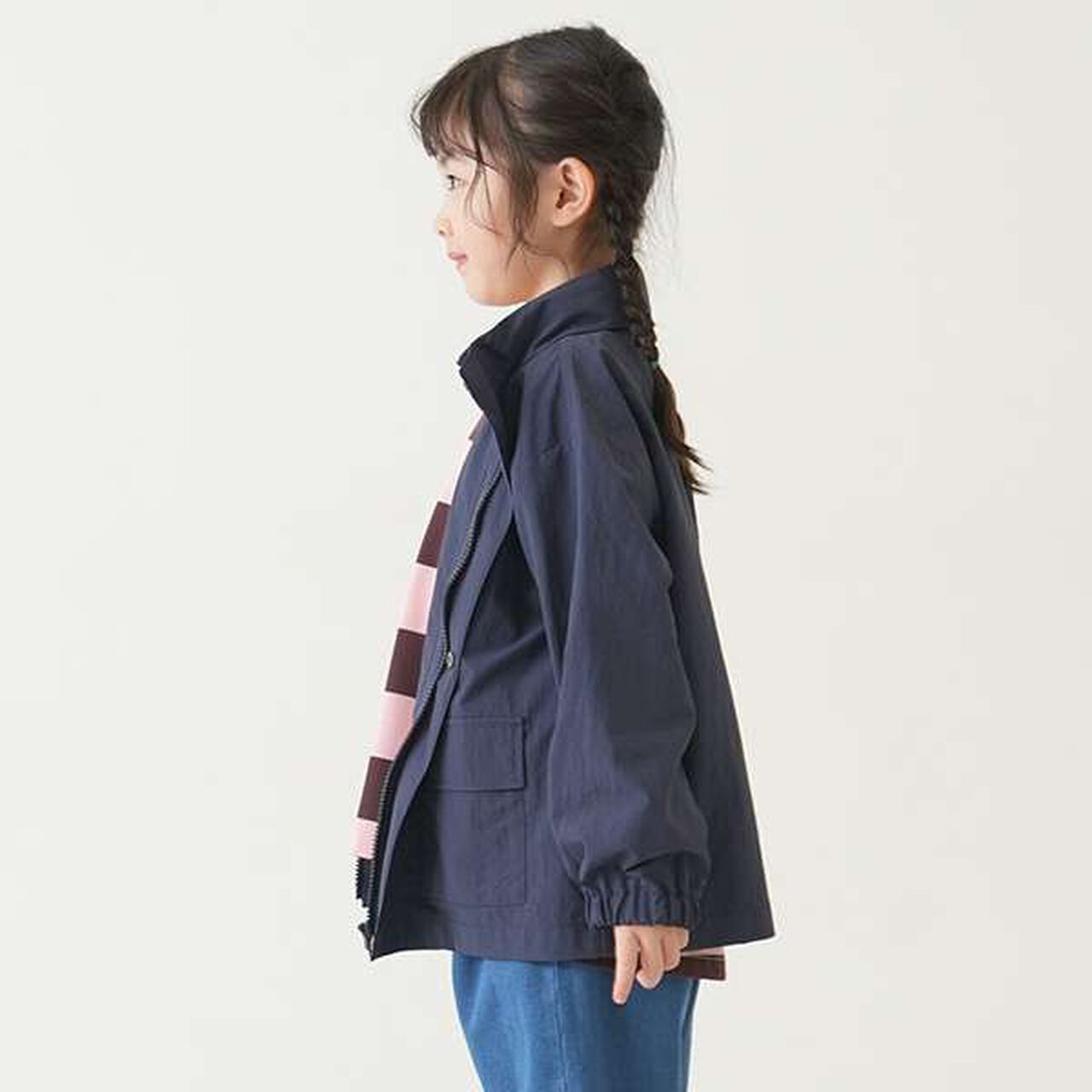 Stand Collar Windbreaker,Red, large image number 5