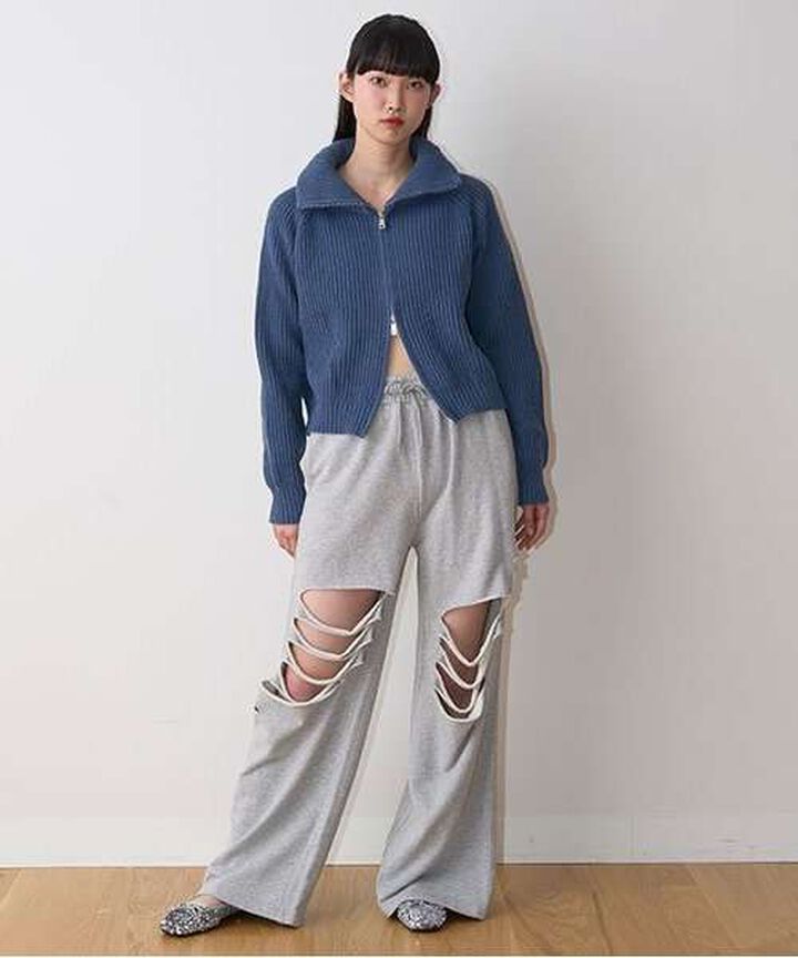 Stand Zip Knitwear,Top gray, medium image number 10