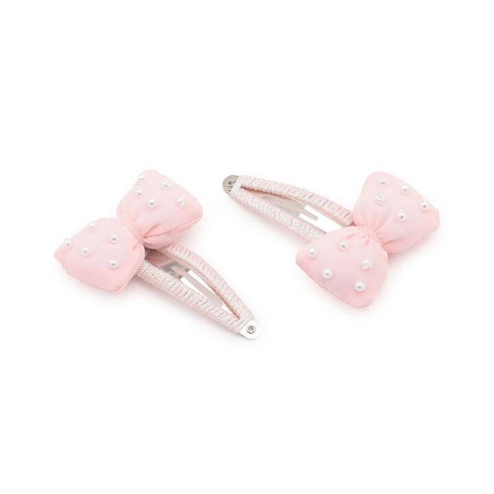 Puffy Ribbon Hair Clip (Set of 2),Light pink, medium image number 3