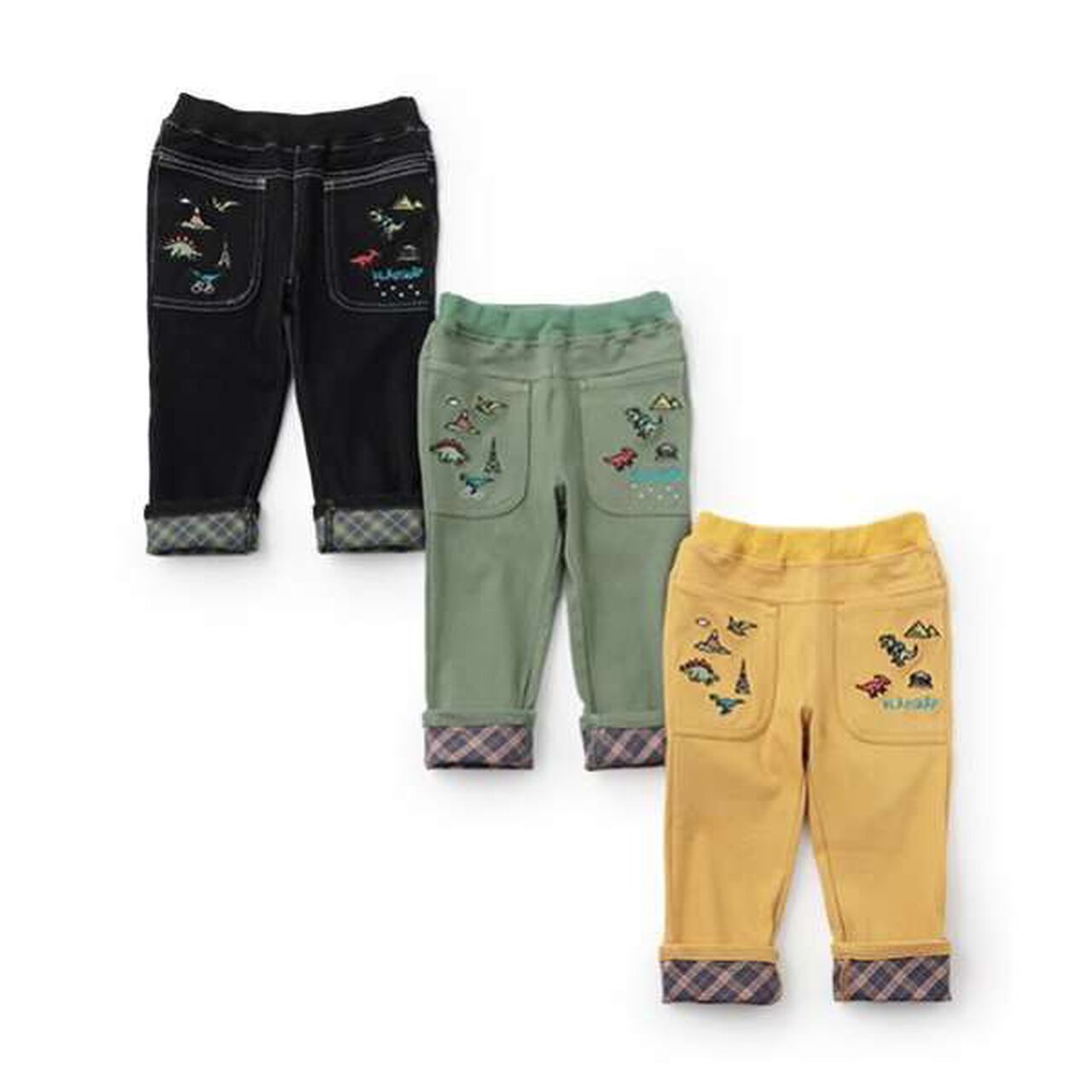 Dinosaur Cuffed Long Straight Pants,Light khaki, large image number 4