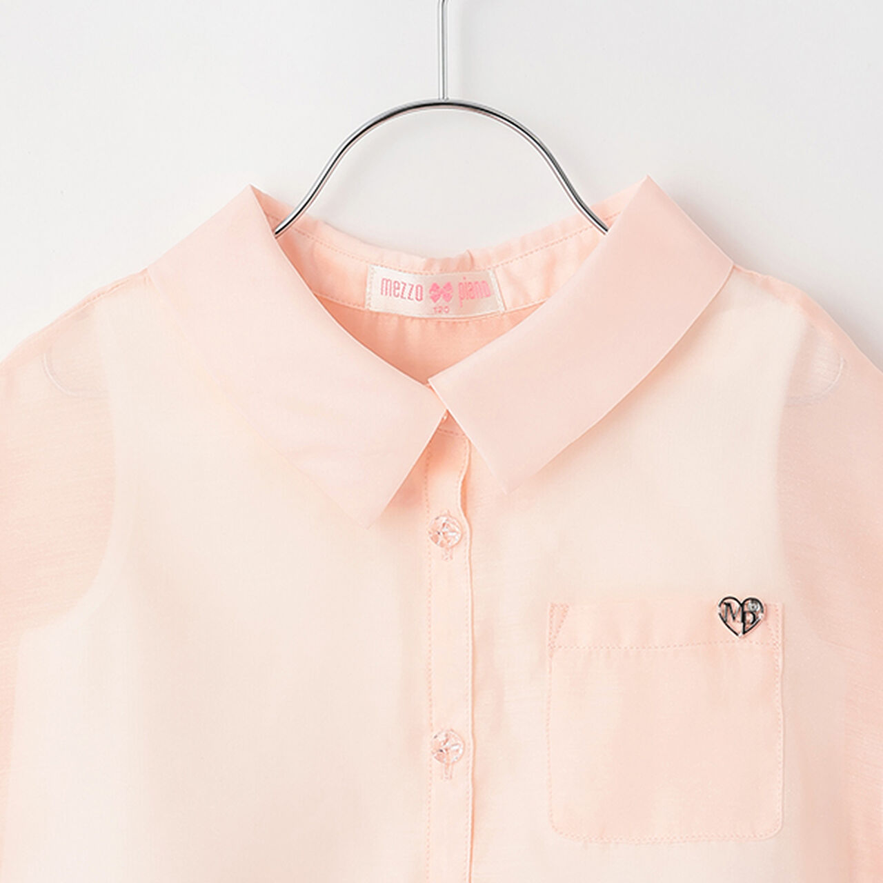 Sheer Shirt & Logo Rib Tank Top Set,Peach, large image number 3