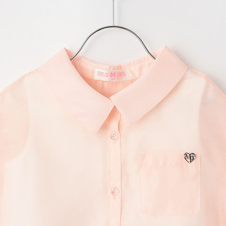 Sheer Shirt & Logo Rib Tank Top Set,Peach, medium image number 3