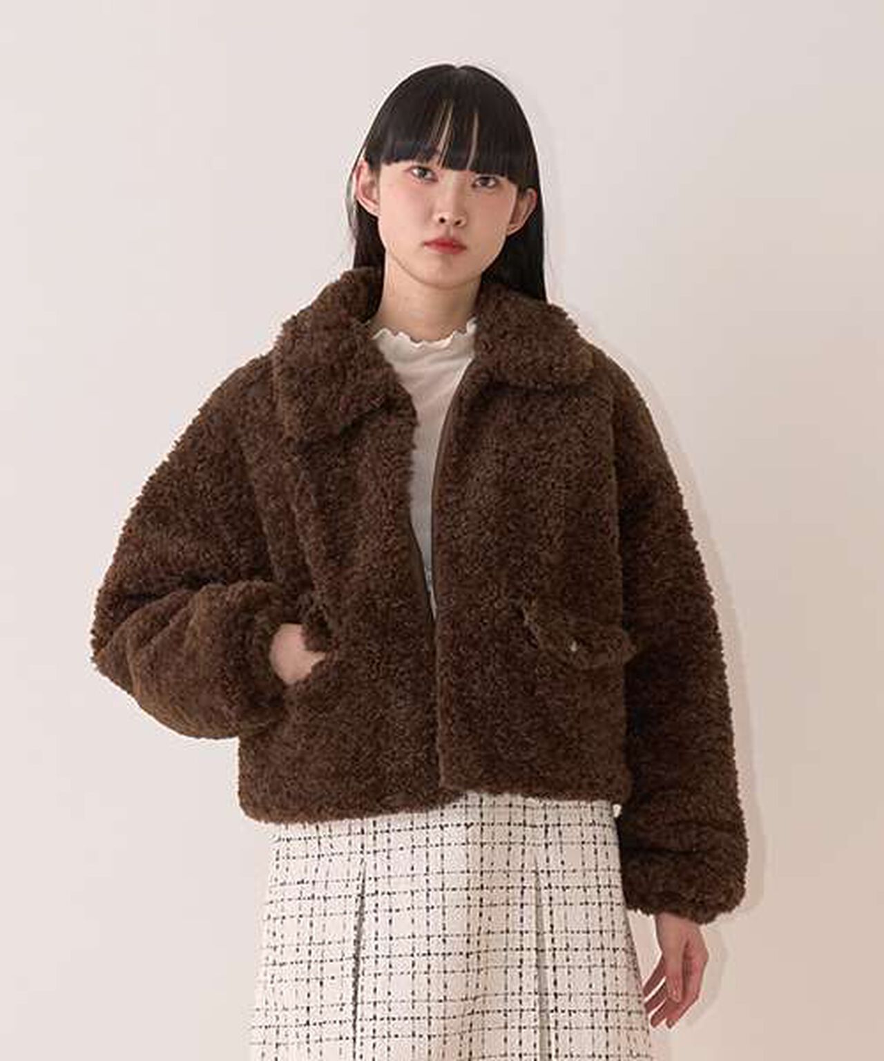 Poodle Faux Fur Coat,Brown, large image number 0