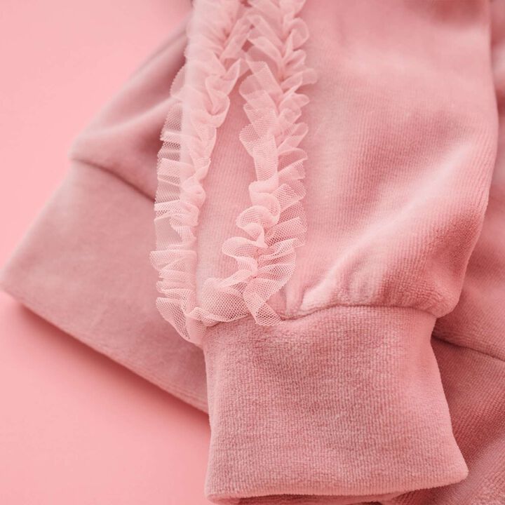 Tulle Frill Velour Jacket,Pink, medium image number 10
