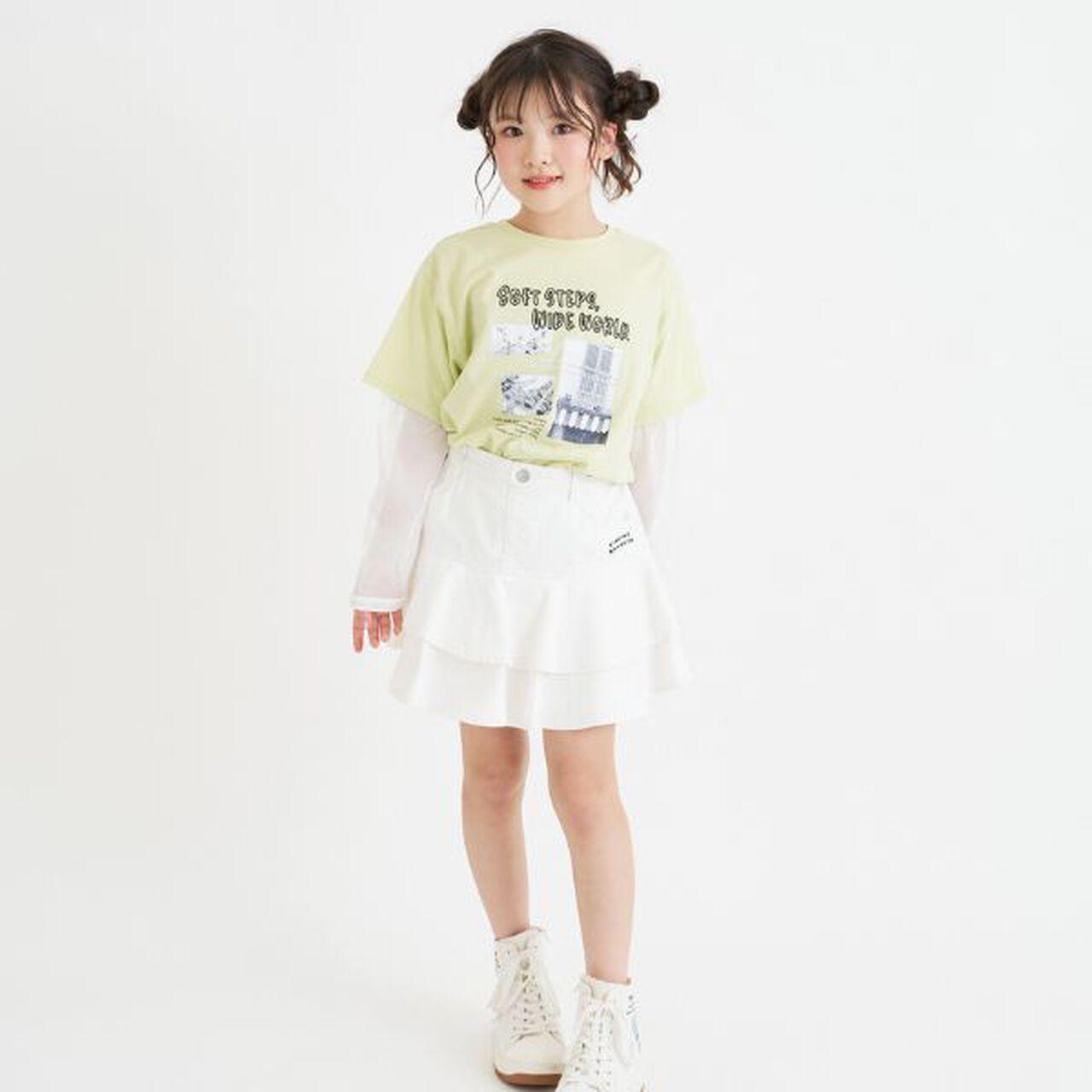 Mesh Sleeve Combination Big T-Shirt,Off white, large image number 17
