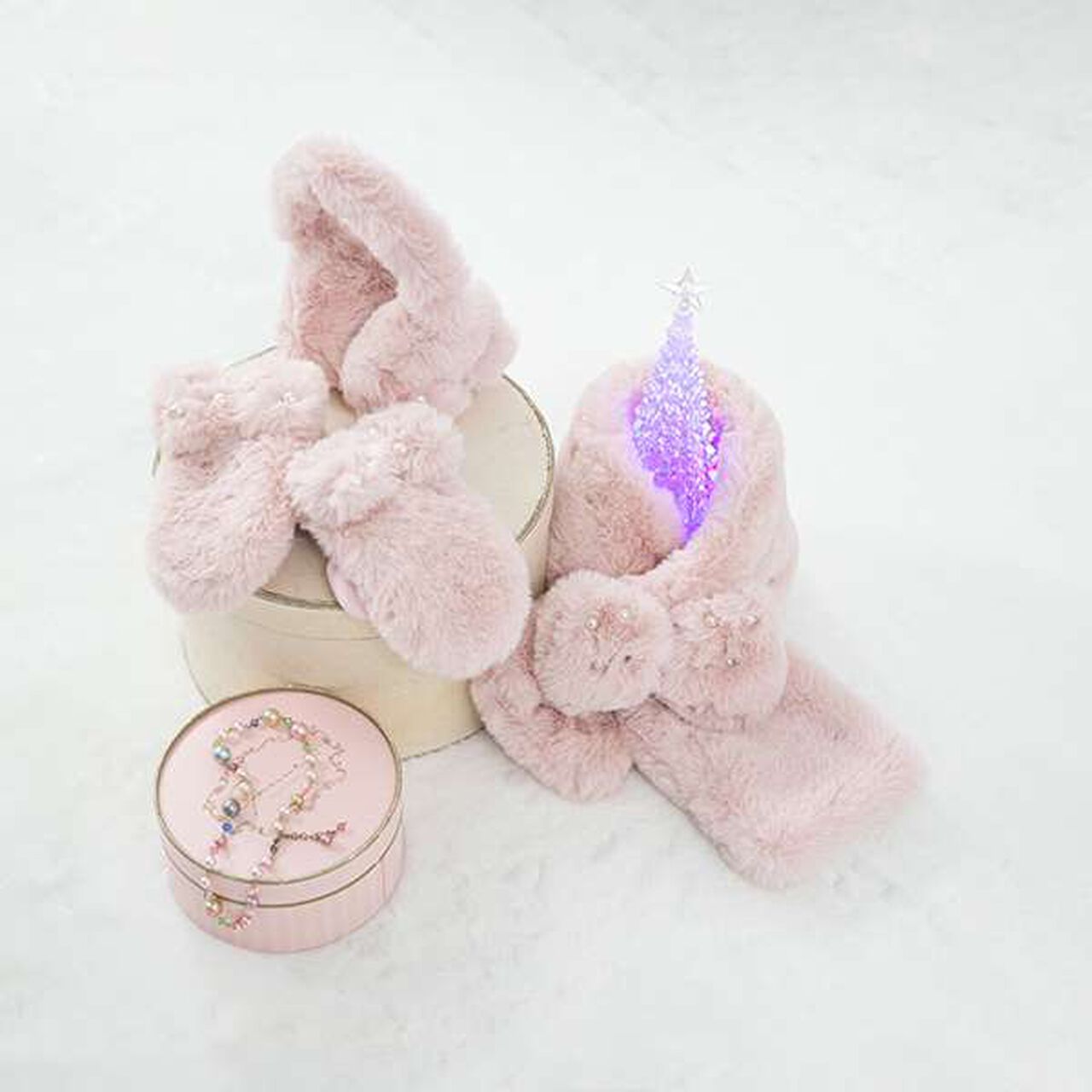 Fake Fur Ribbon Ear Muffs,Light pink, large image number 6