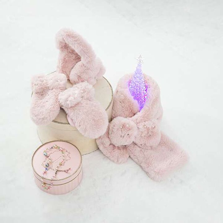 Fake Fur Ribbon Ear Muffs,Light pink, medium image number 6