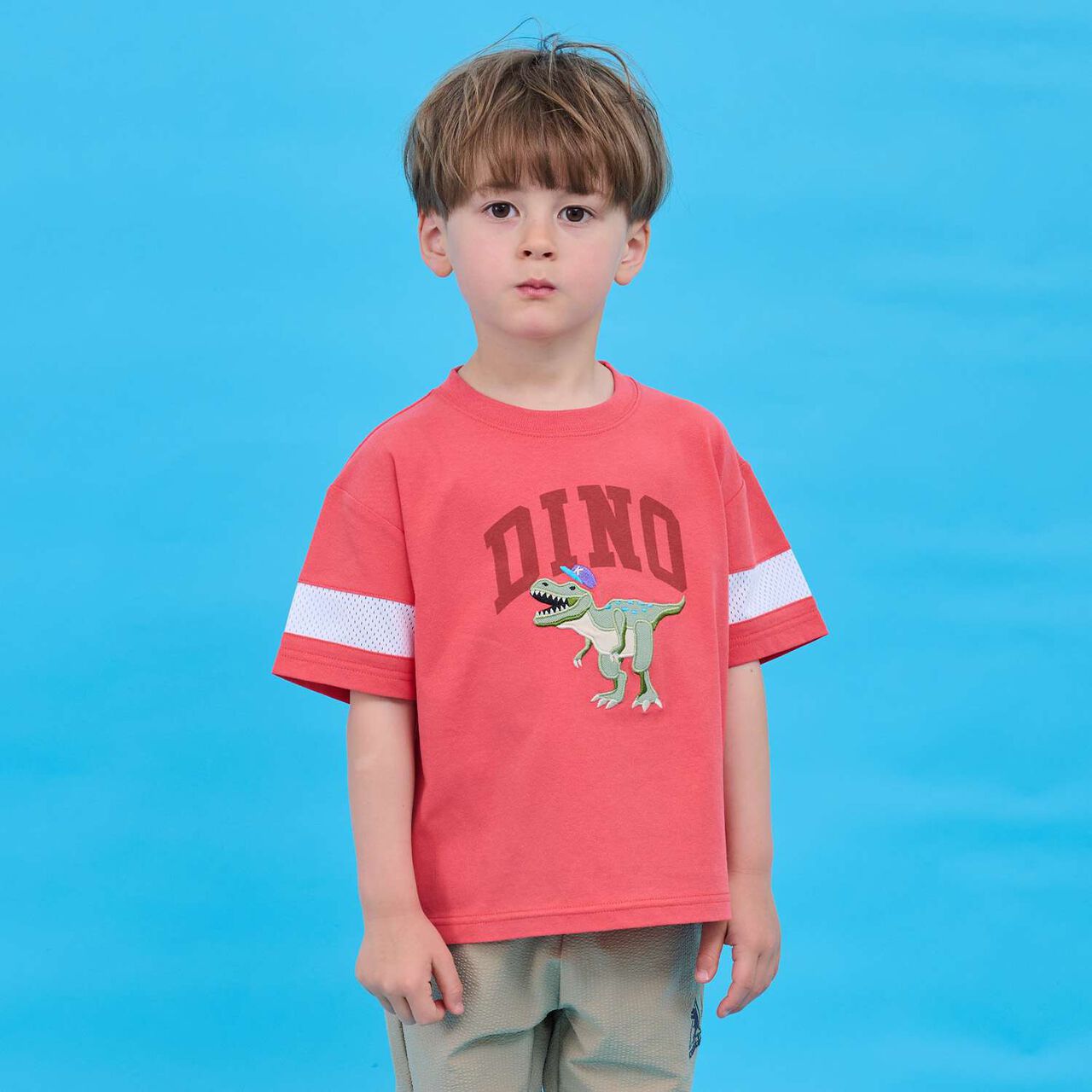 Cap Zaurus Short Sleeve Mesh T-Shirt,Red, large image number 0
