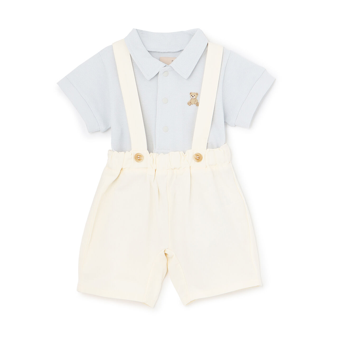 Polo Shirt + Pants Set with Suspenders,Light blue, large image number 0