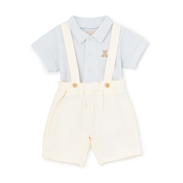 Polo Shirt + Pants Set with Suspenders,Light blue, medium image number 0