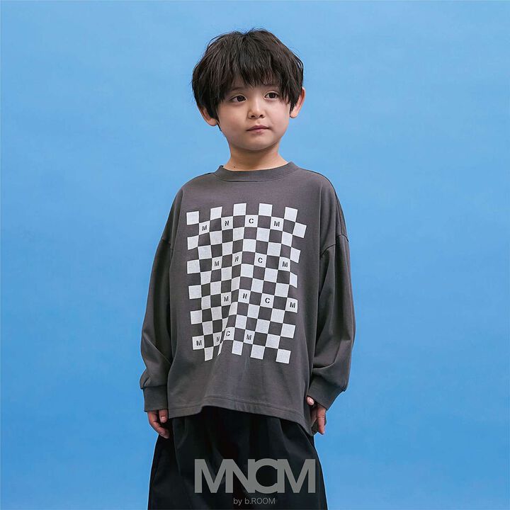 [Anti-Stain & Quick-Dry & Shape Retention] Checker Flag Printed T-Shirt [MNCM],, medium