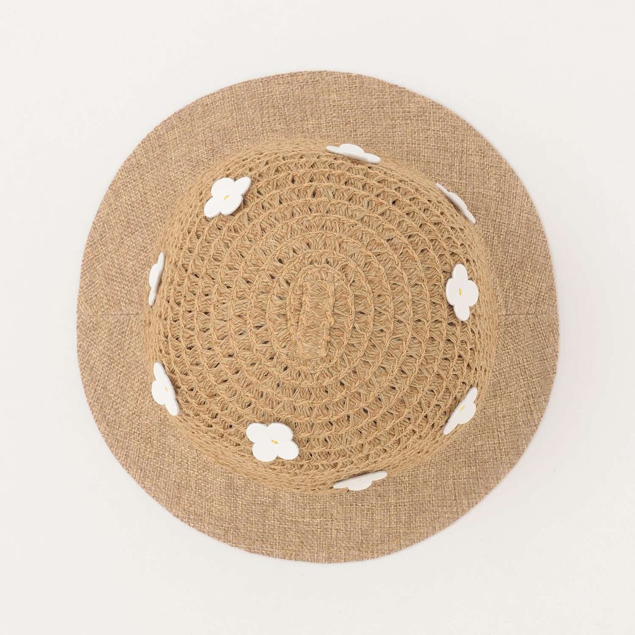 Link Flower-Embellished Straw Hat,Ivory, large image number 3