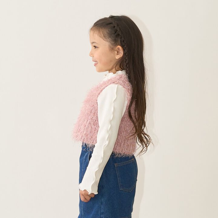 [Either Way Fine] Lame Feather Knit Vest,Light beige, medium image number 17