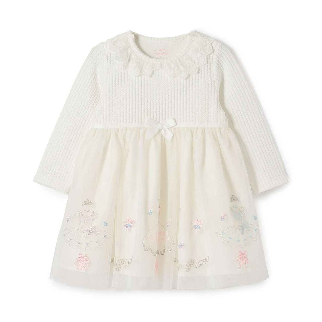 Dress Embroidery Docking Dress with Bloomers Set,Off white, large image number 0