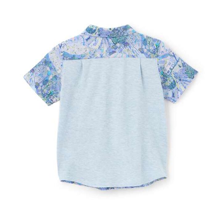 Royal Oak House Short-Sleeve Shirt with Bow Tie,Blue, medium image number 1