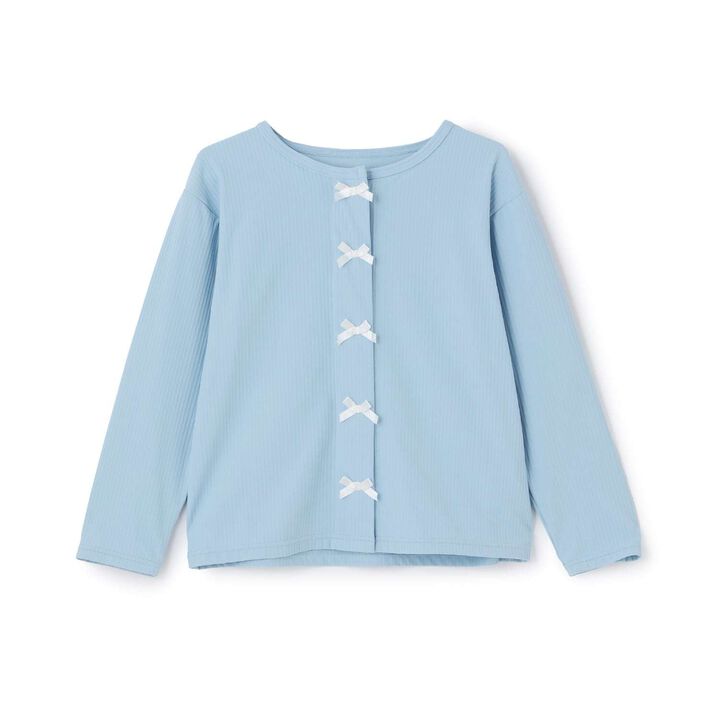 [SWIM] [UV Protection] Rash Guard Cardigan with Ribbon,Sax blue, medium image number 3