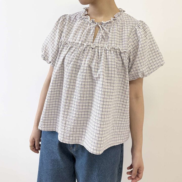 [Link] Gathered Puff Blouse,, medium