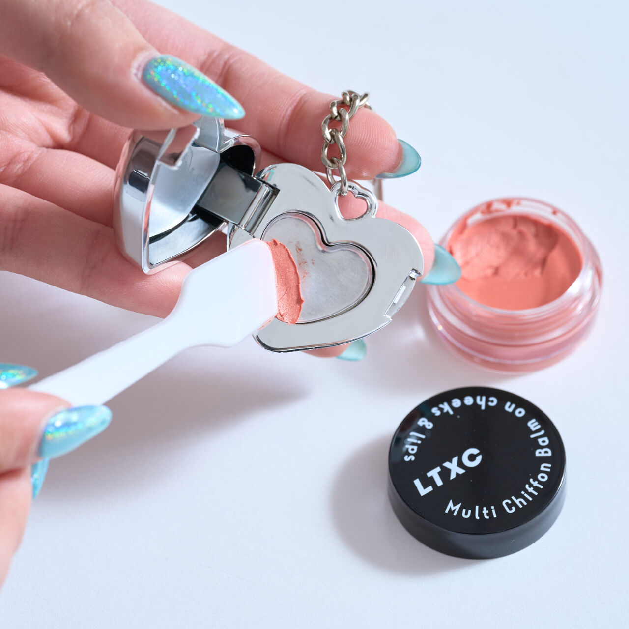 Heart-Shaped Cosmetic Keychain,Silver, large image number 3