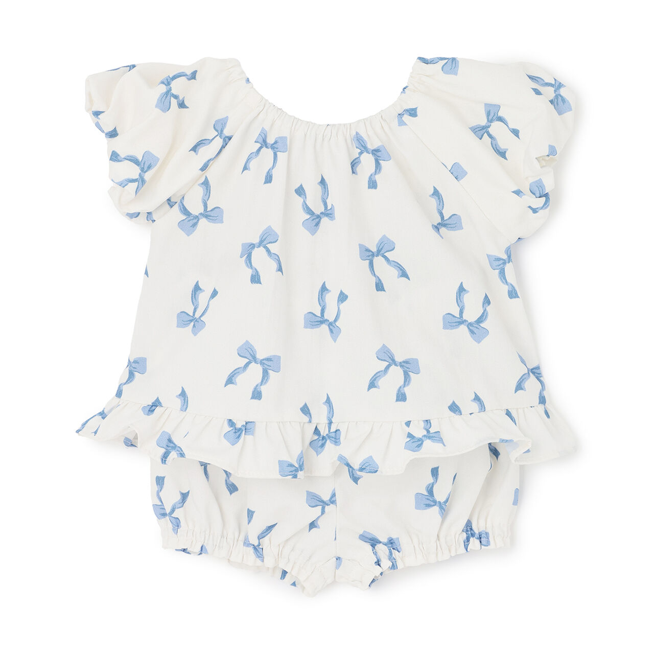 Link Ribbon All-Over Pattern Outfit Set,Blue, large image number 3