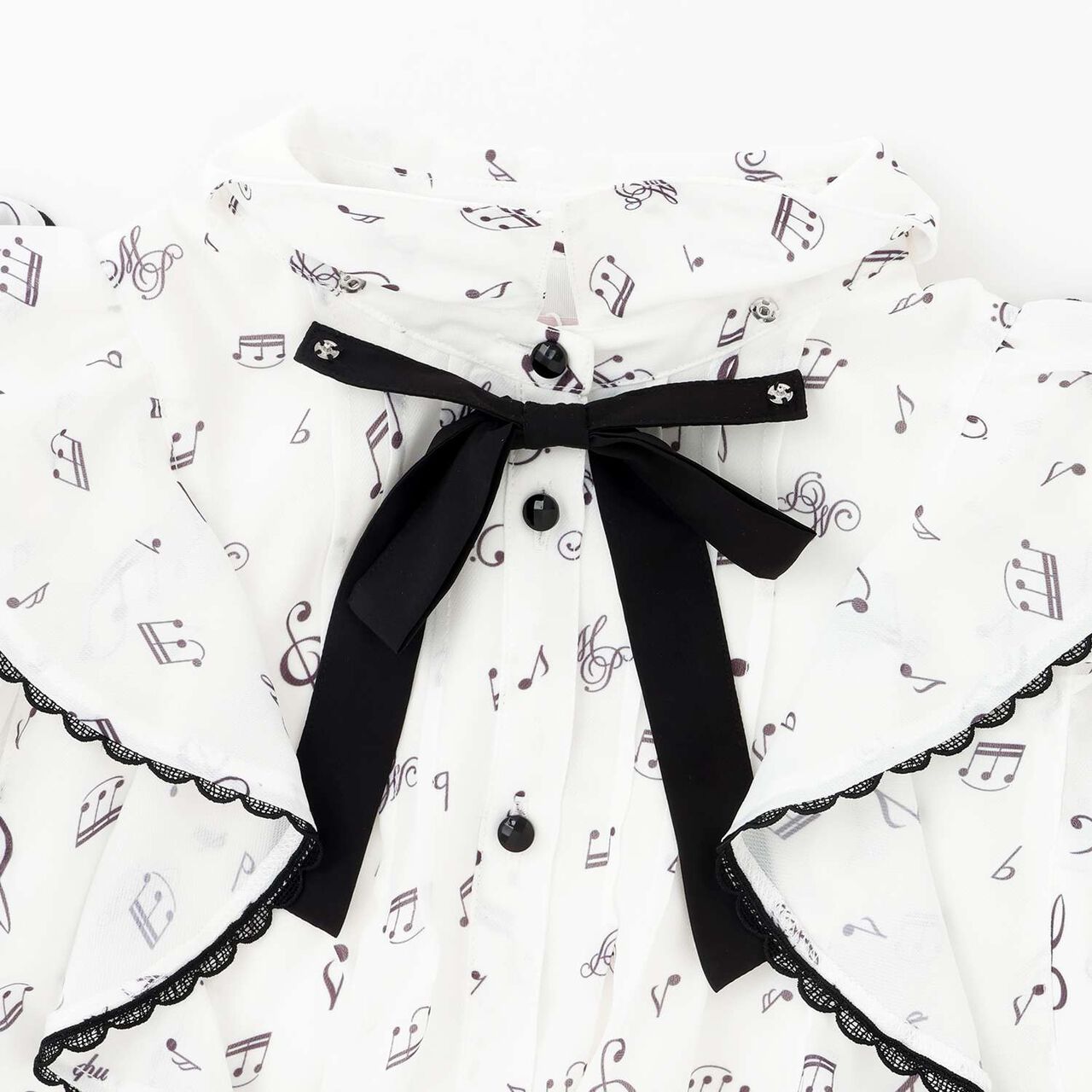 Musical Note Frill Blouse♪,Off white, large image number 3