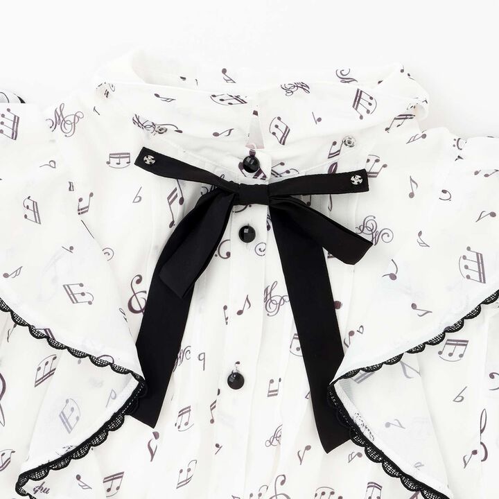 Musical Note Frill Blouse♪,Off white, medium image number 3