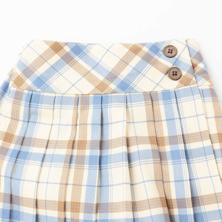 Check Pleats Culotte Skirt,Pearl white, medium image number 2