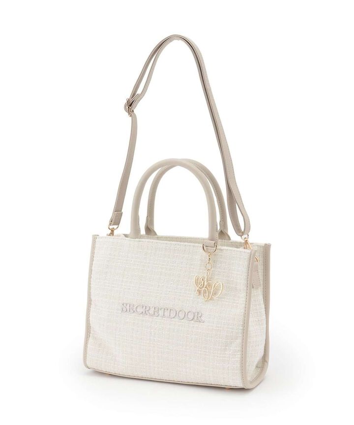 Tweed Tote Bag with Charm,, medium