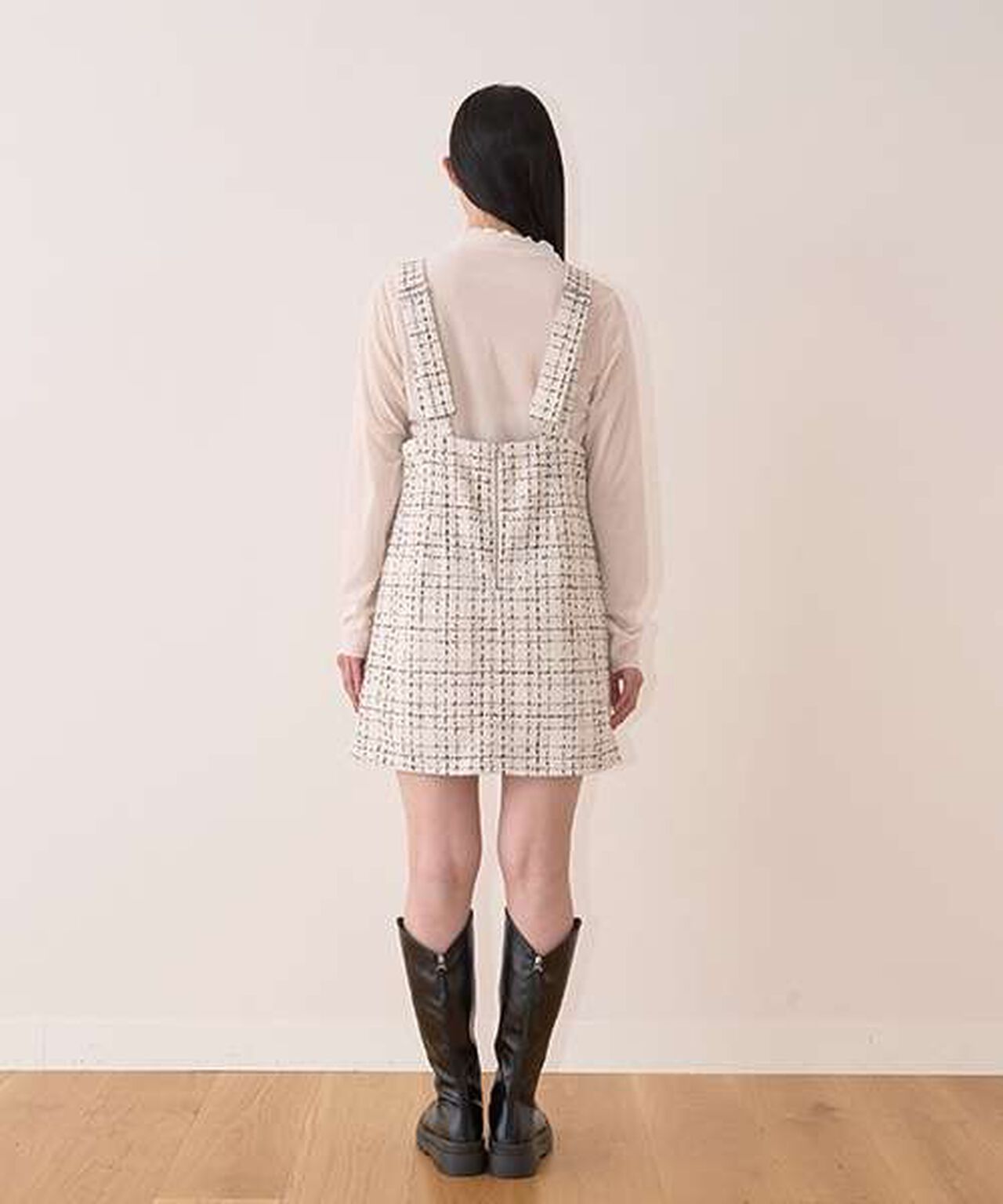 Tweed Jumper Skirt,Off white, large image number 10