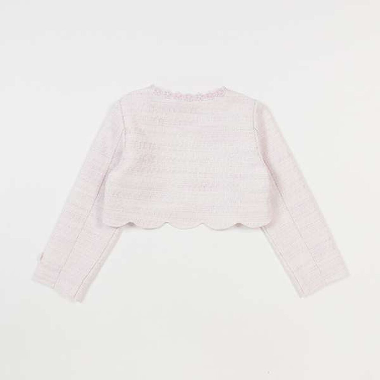 Fancy Tweed Scalloped Hem Jacket,Off white, large image number 5