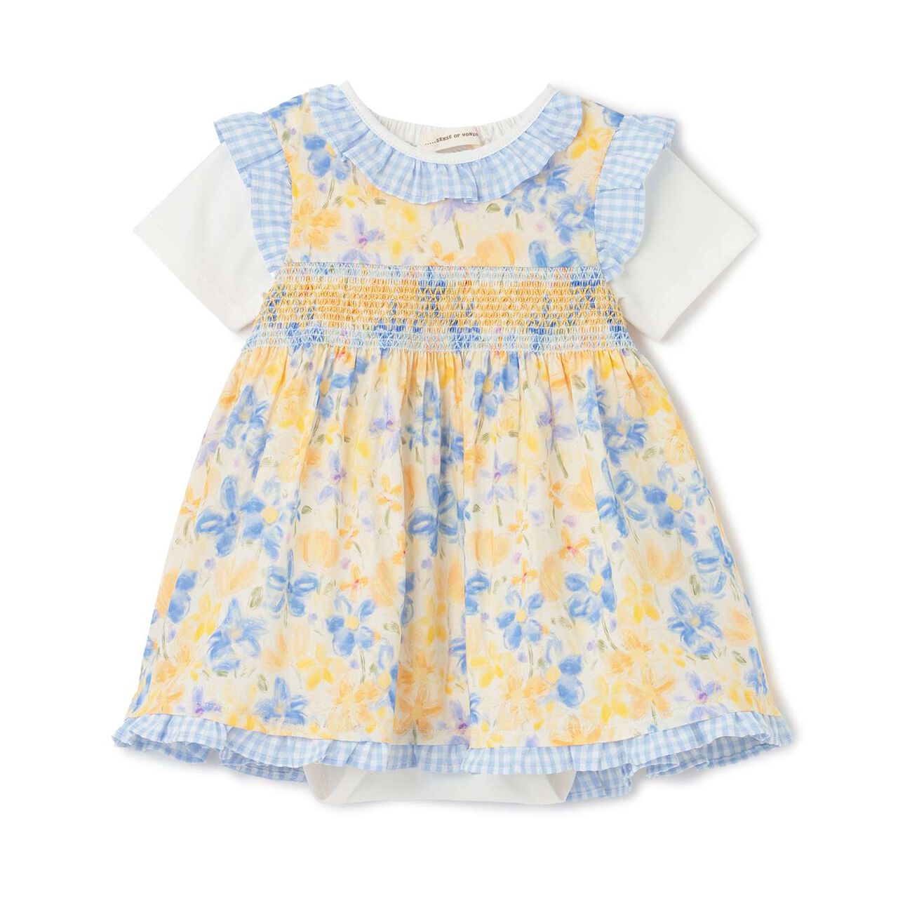 Milky Blossom Bodysuit Set,Blue, large image number 0