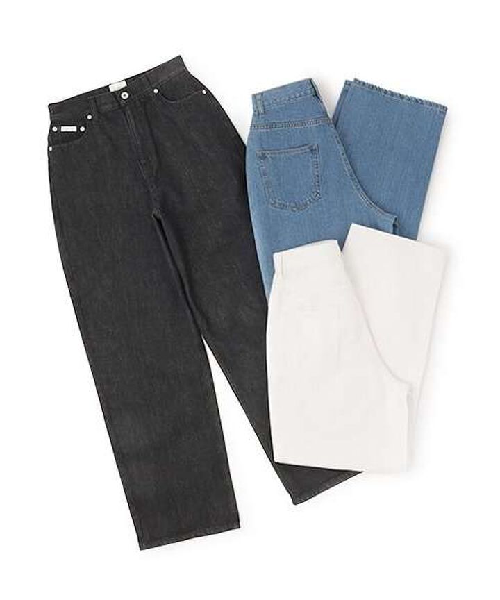 Denim Wide Tapered Pants,Sax blue, medium image number 2