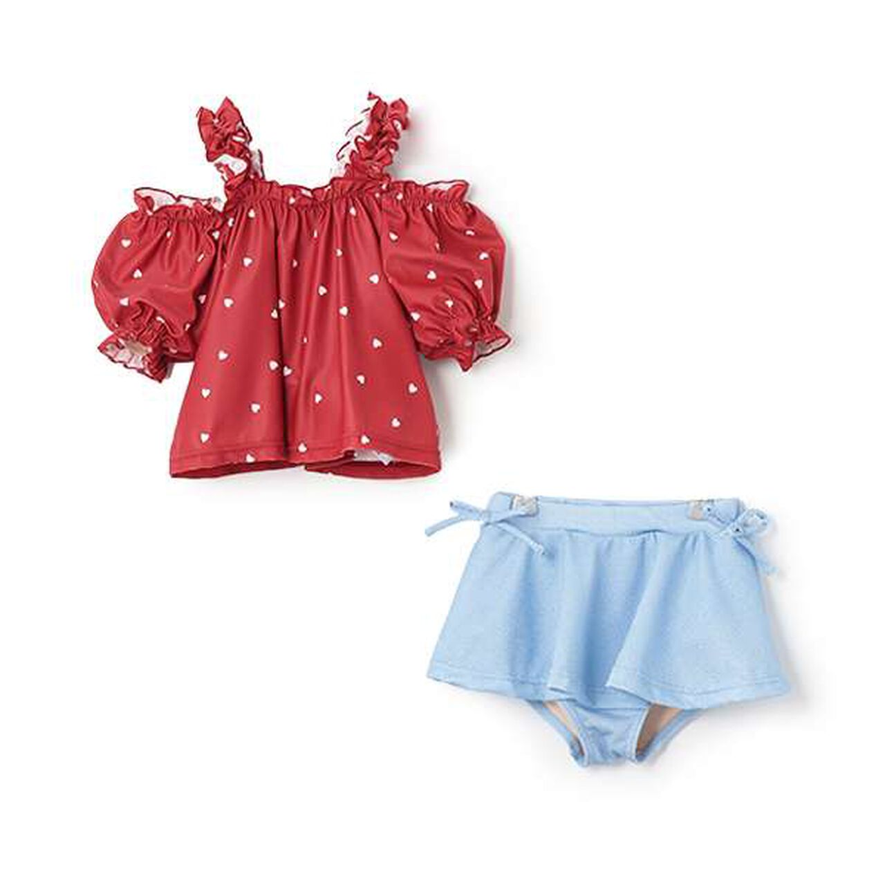 [SWIM] Heart Puff Sleeve Tankini,Ivory, large image number 2