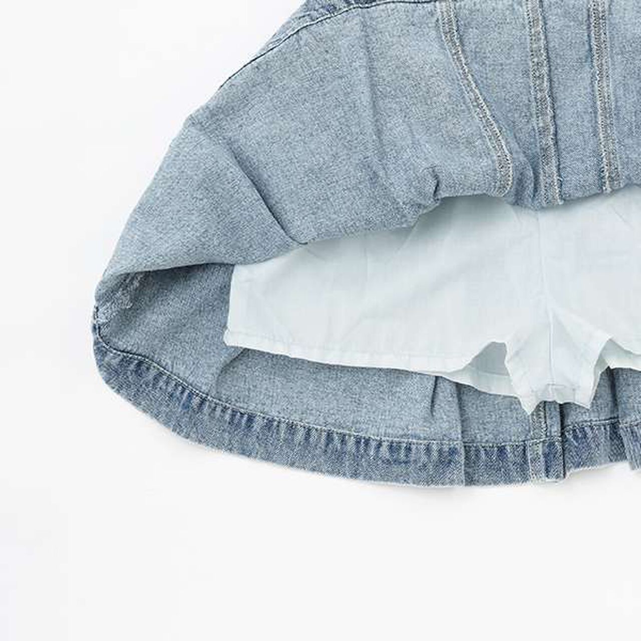 Denim Pleated Skirt-Pants for Beautiful Legs,Light blue, large image number 12