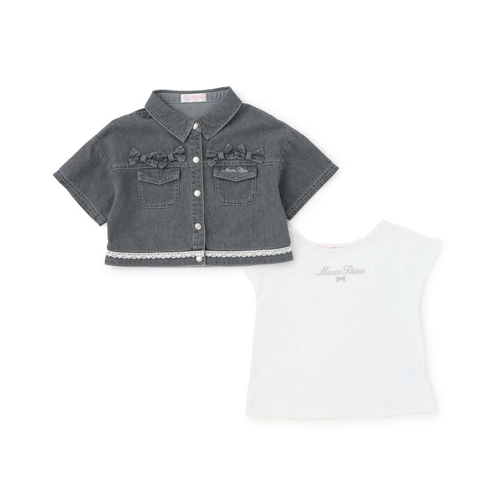 Cool Touch Denim Shirt & T-Shirt Set,Turquoise, medium image number 2