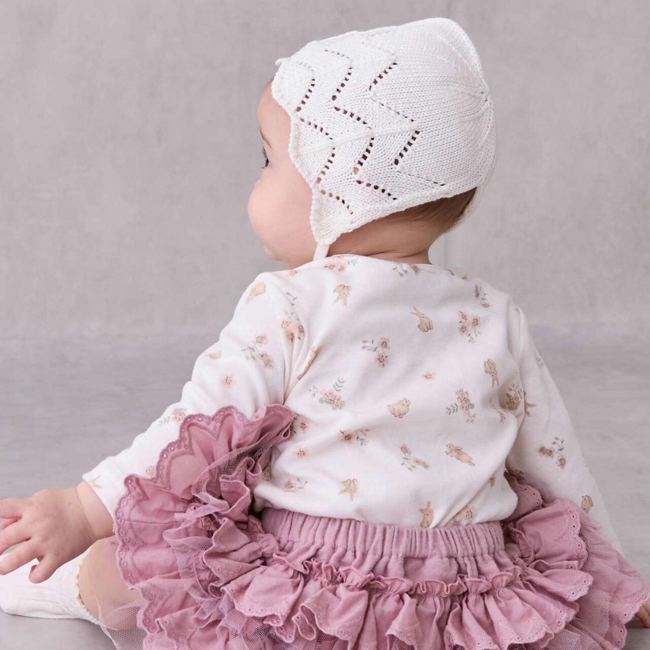 Knit Bonnet,Beige, large image number 2