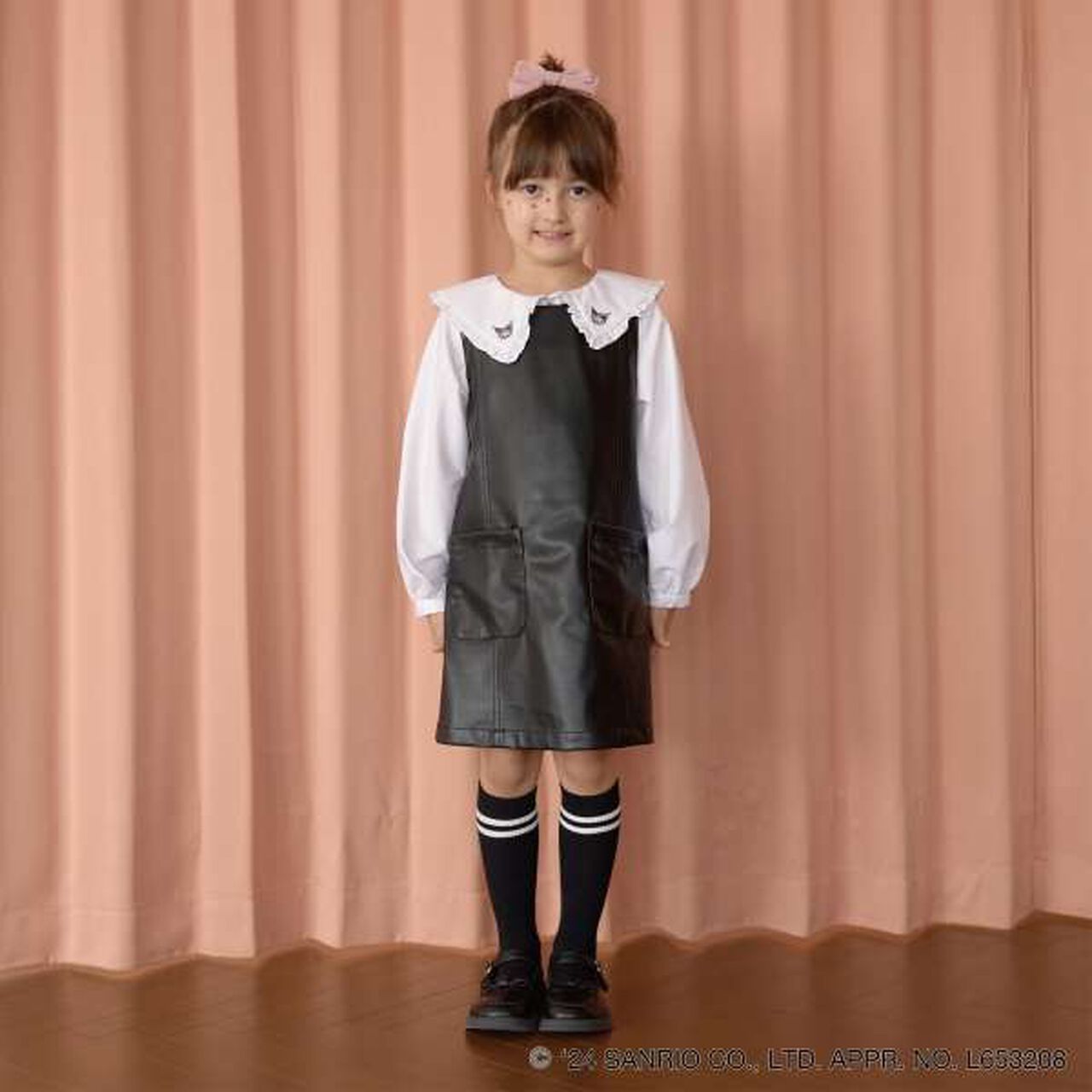 Sanrio Kuromi Frill Collar Blouse & Ribbon Hair Tie Set,Black, large image number 4