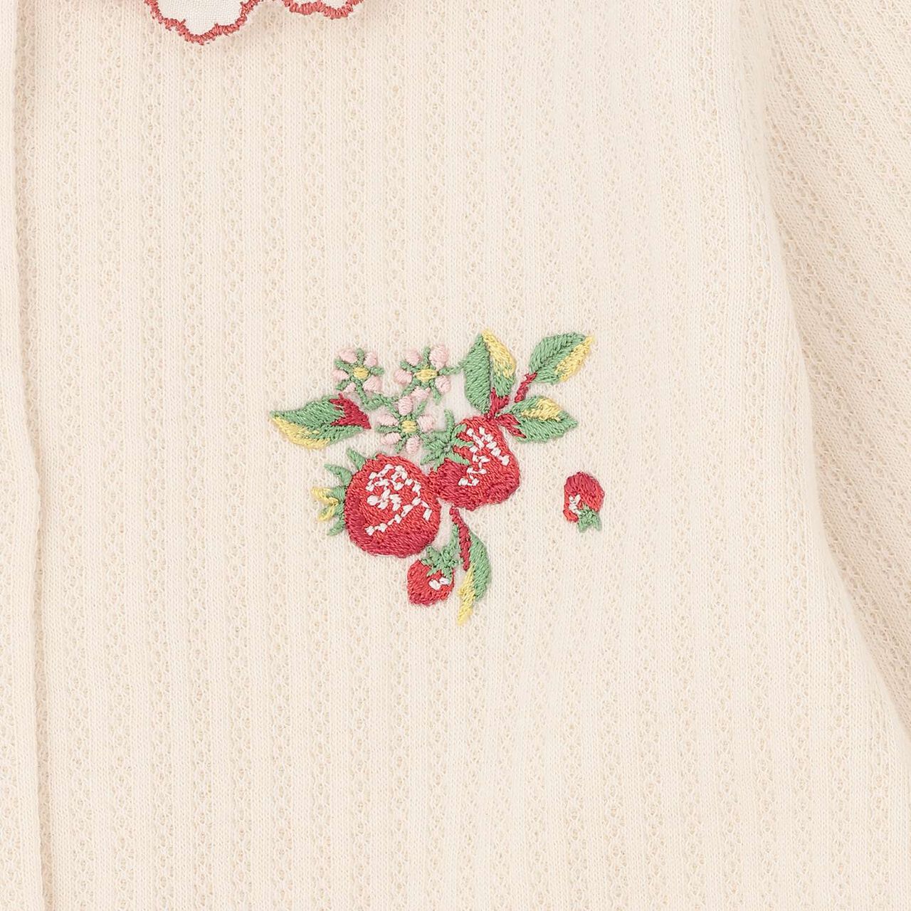 Wild Strawberry Long-Sleeve Balloon One-Piece Dress [Organic] [Made in Japan],Pearl white, large image number 7
