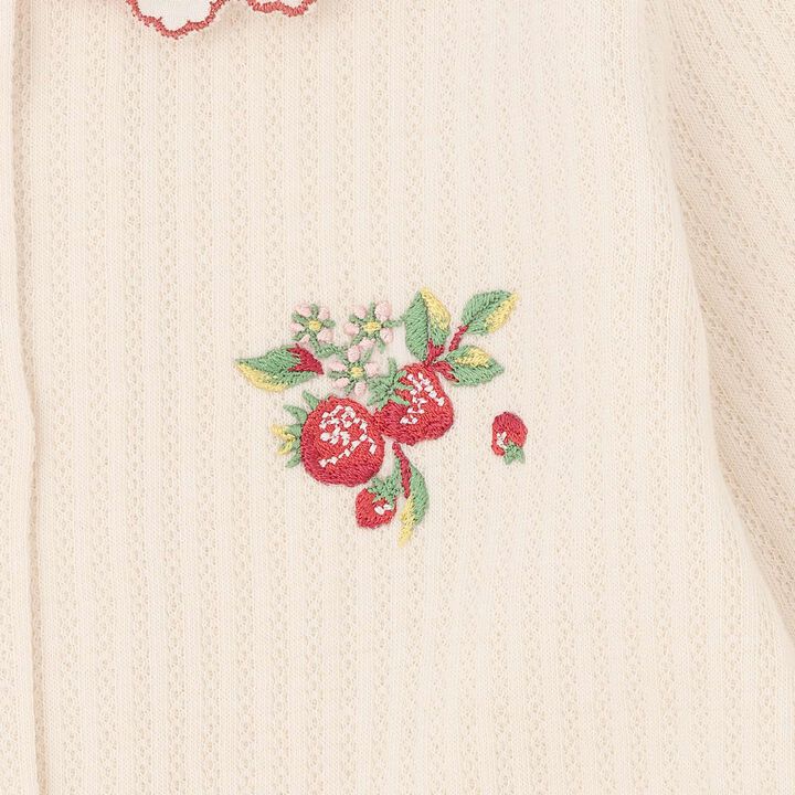 Wild Strawberry Long-Sleeve Balloon One-Piece Dress [Organic] [Made in Japan],Pearl white, medium image number 7