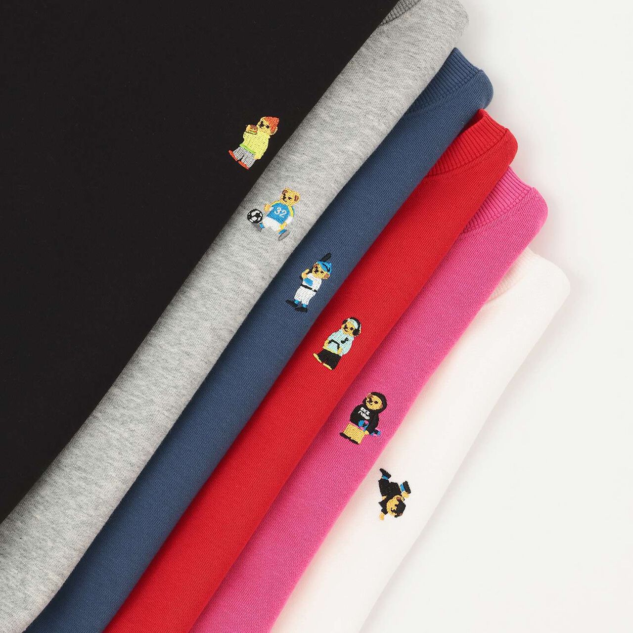 Bear Embroidery Fleece Sweatshirt,Blue, large image number 3