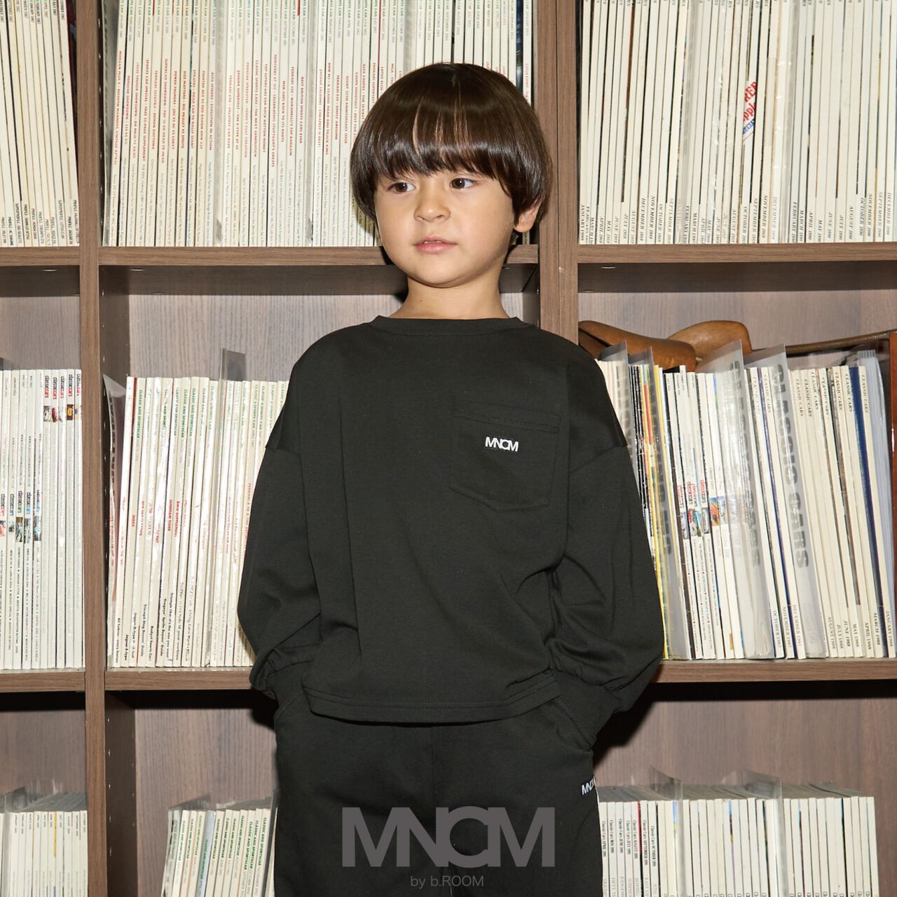 [MNCM] [Coordinatable Setup] Comfortable Jersey Fabric Pocket Big T-Shirt,Black, large image number 0