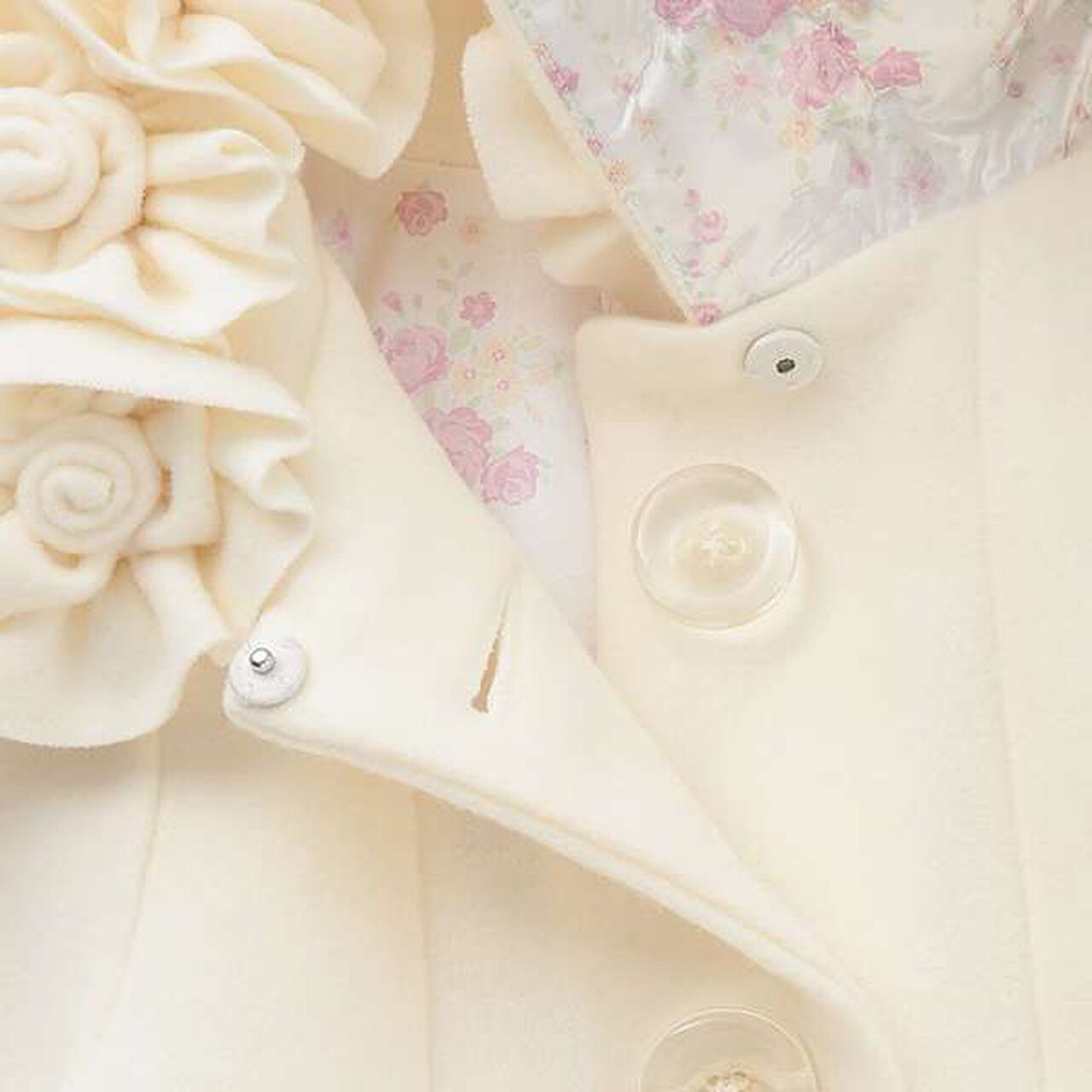 Flower Motif Balloon Coat,Off white, large image number 8