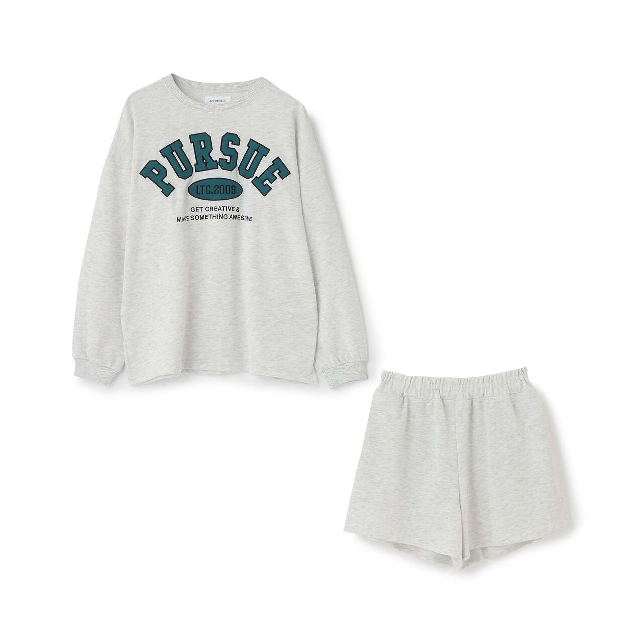College Logo Mini Lined Long-Sleeve & Half Pants Set,Top gray, large image number 10