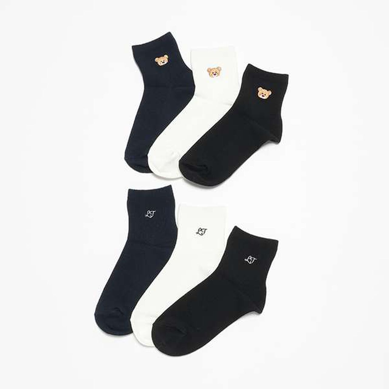 Ribbed Embroidered School Socks,Off white, large image number 5