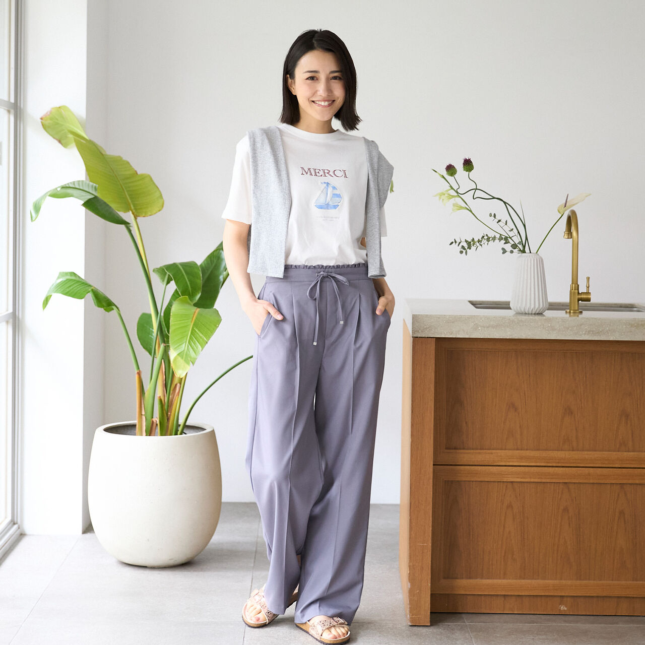 [Parent-Child Matching] [Cool Touch] 15th MERCI Short-Sleeve T-Shirt,Pearl white, large image number 4