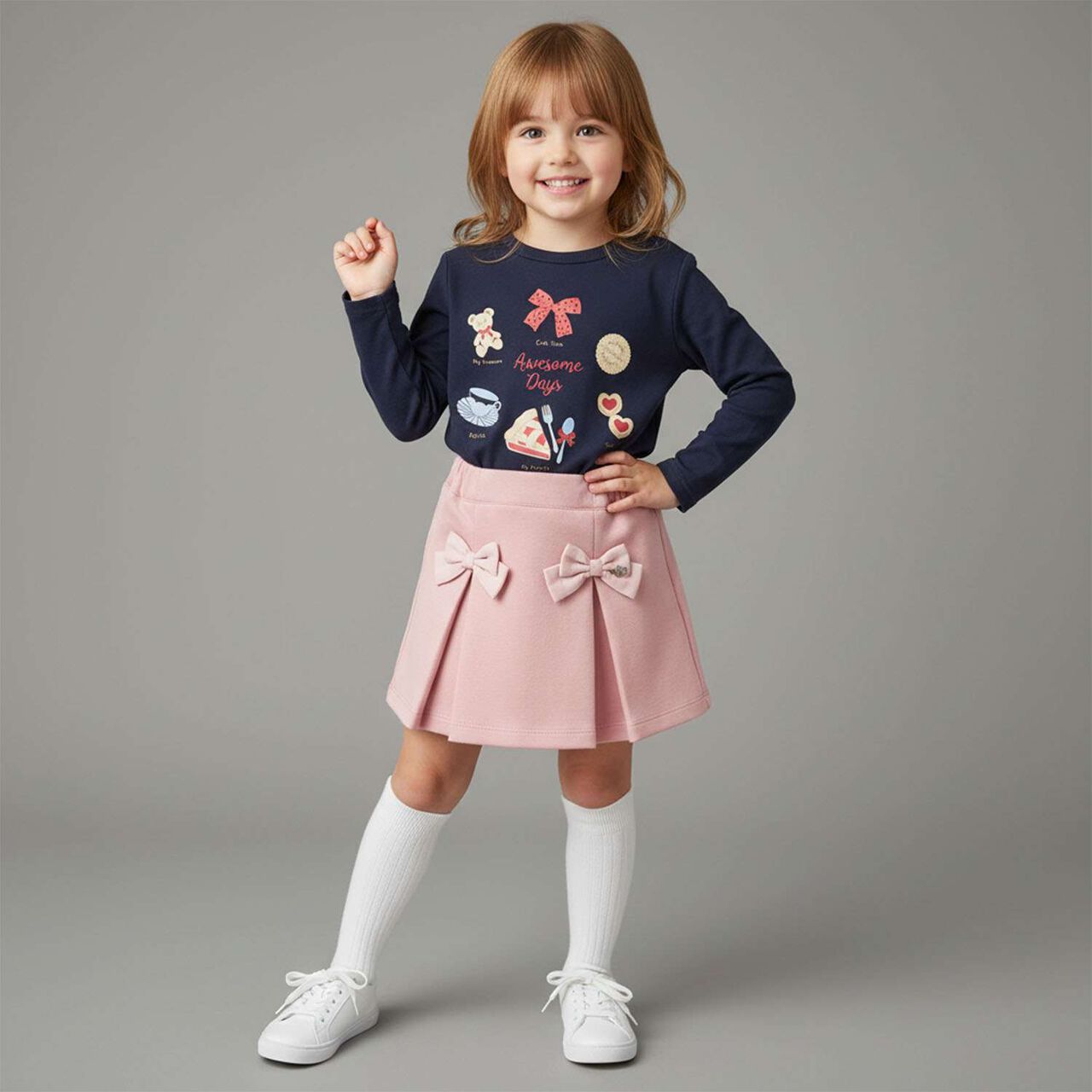 Sweets Motif Fleece Pullover,Navy, large image number 13