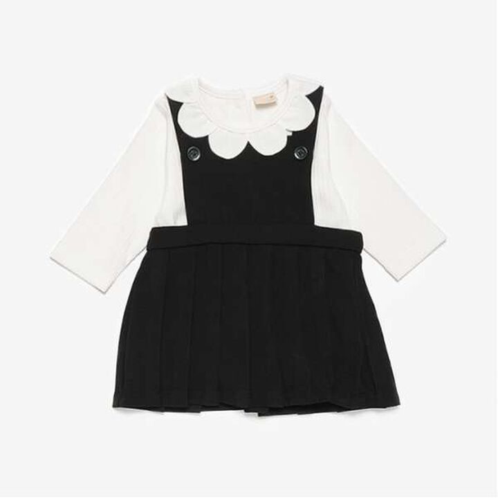 Pleated Jumper Skirt Set,Black, medium image number 0